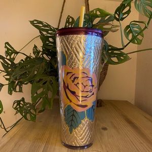 🌺 Starbucks Gold/Floral Venti Cup